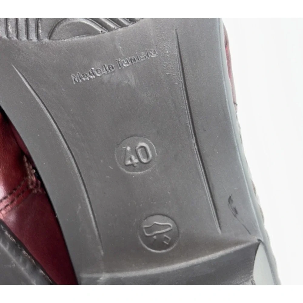 Rieker Kendra 40 Burgundy Soft Leather Ankle Boots Slouch‎ Shoes Zip Up Comfort